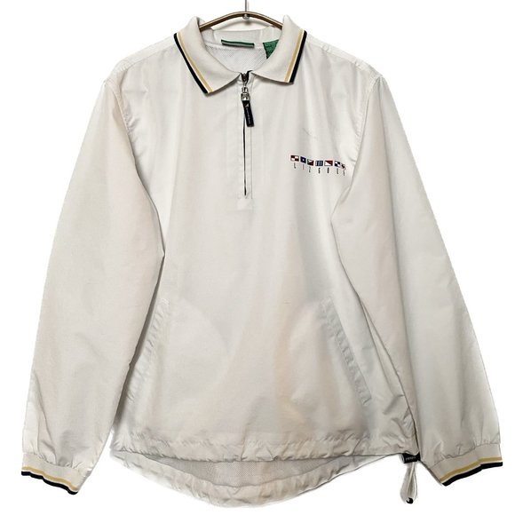Vintage Liz Claiborne Windbreaker Women M White Golf 1/4 Zip 90s Preppy Coastal - Picture 1 of 15